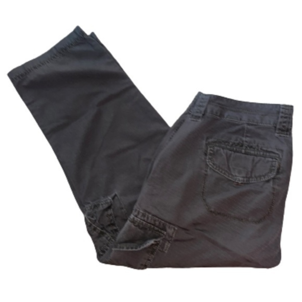 Eddie Bauer dark brown crosshatch utility cargo pants size 2 petite